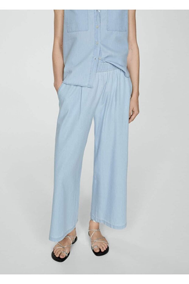 Dökümlü pamuklu pantolon - 1