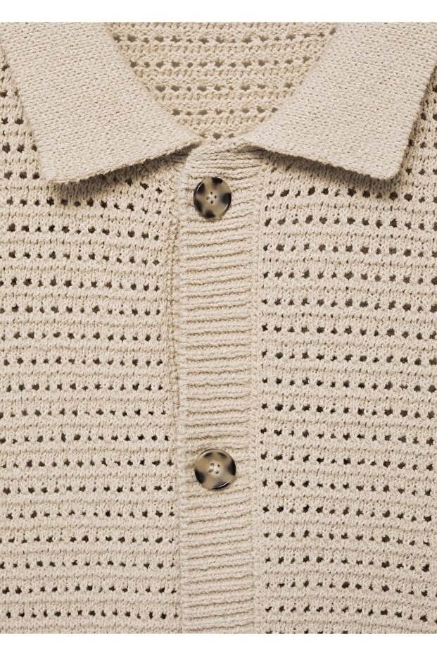 Düğmeli triko polo gömlek - 8