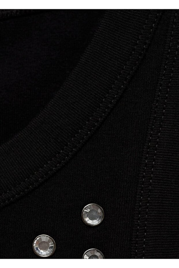 Kristal taşlı kısa bluz - 6