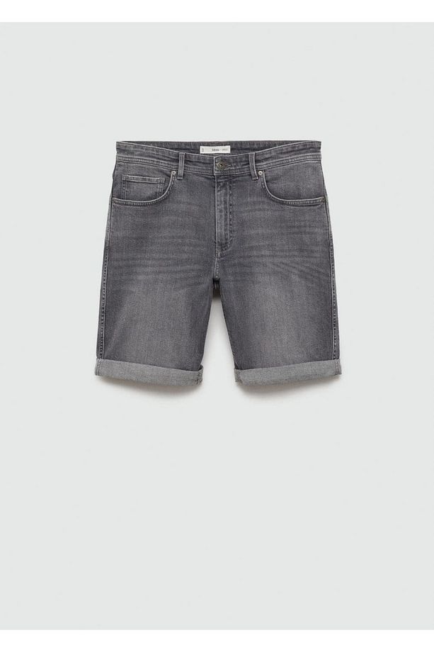 Slim fit kot bermuda şort - 3