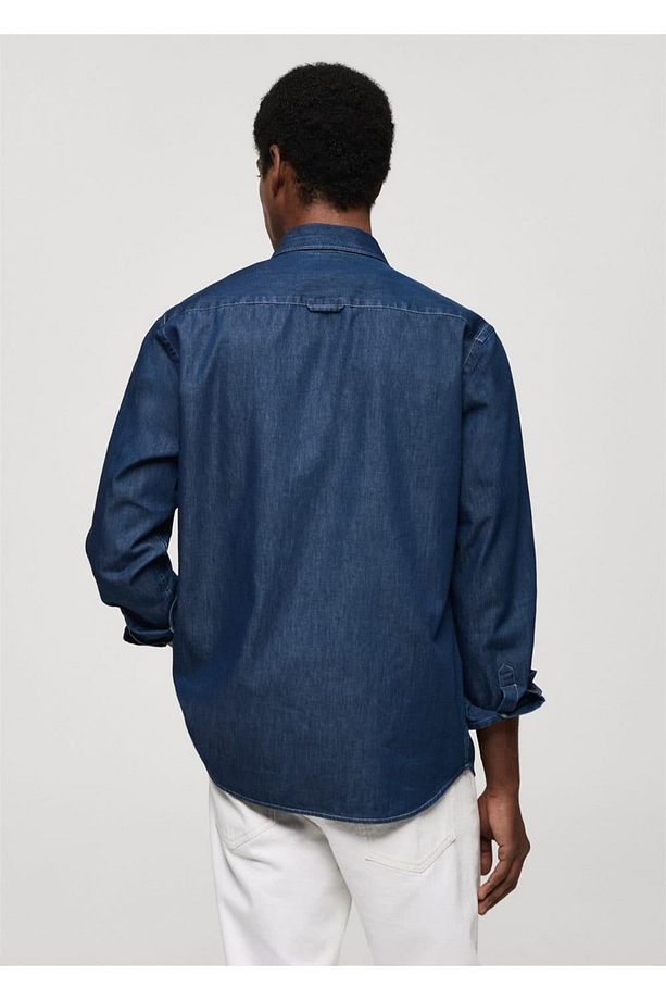 Regular Kesim Chambray Pamuklu Gömlek - 4