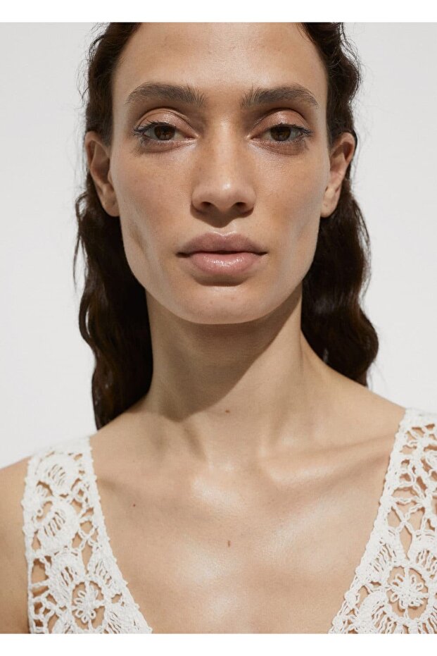 Kroşe çiçekli bluz - 5