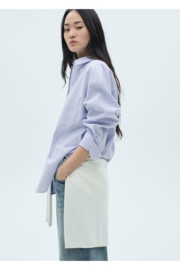 Çizgili Pamuklu Gömlek - 6