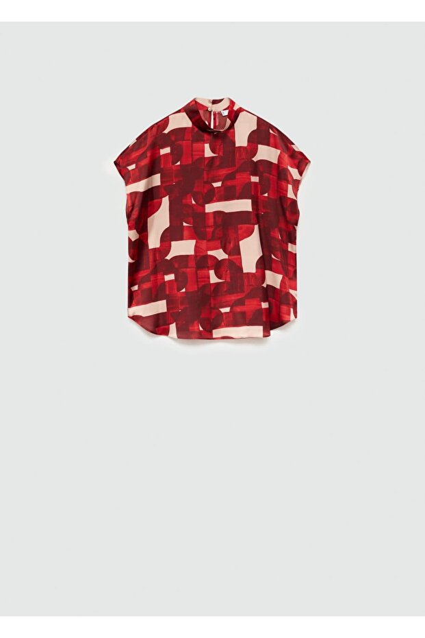 Kurzarmbluse mit Muster - 3