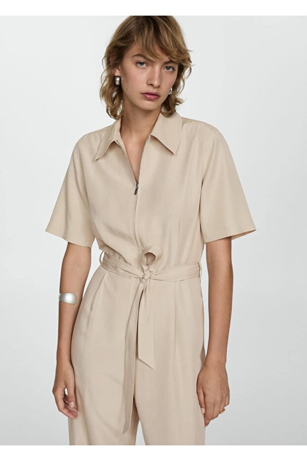 Lyocell gömlek yaka tulum - 1