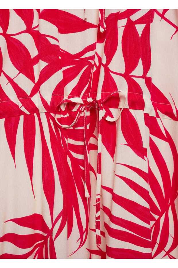 Desenli fiyonklu elbise - 5