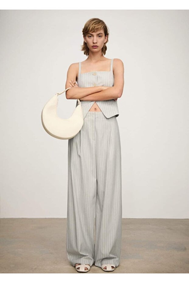 Wideleg çizgili pantolon - 2