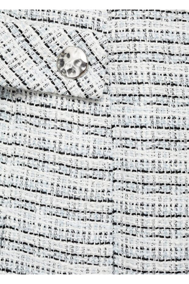 Düğmeli tüvit mini etek - 5