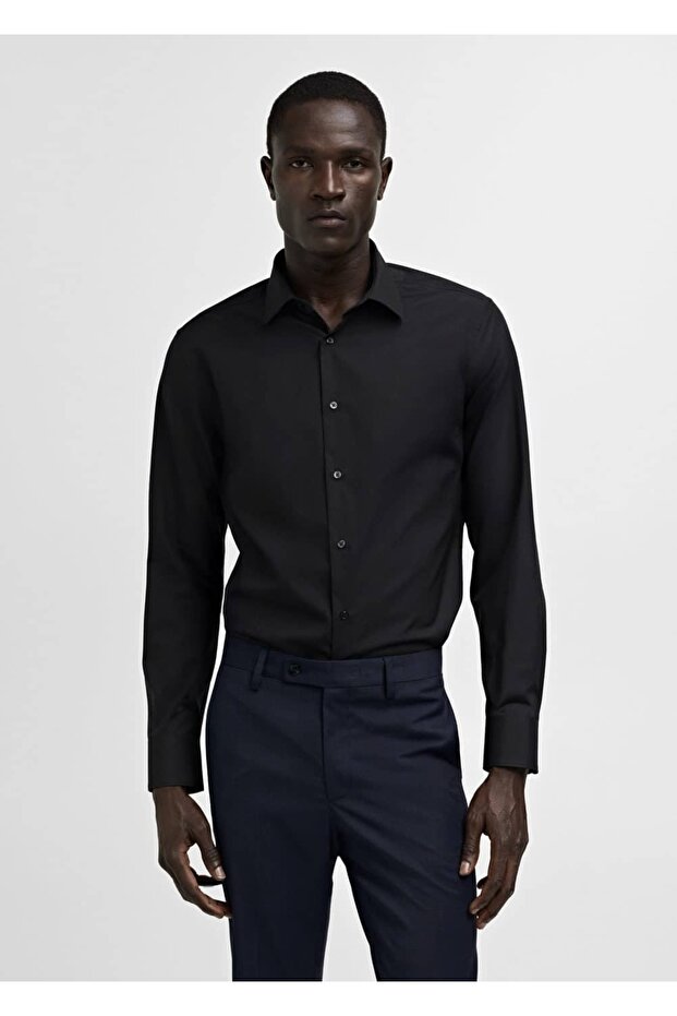 Slim Fit Pamuklu Poplin Gömlek - 1