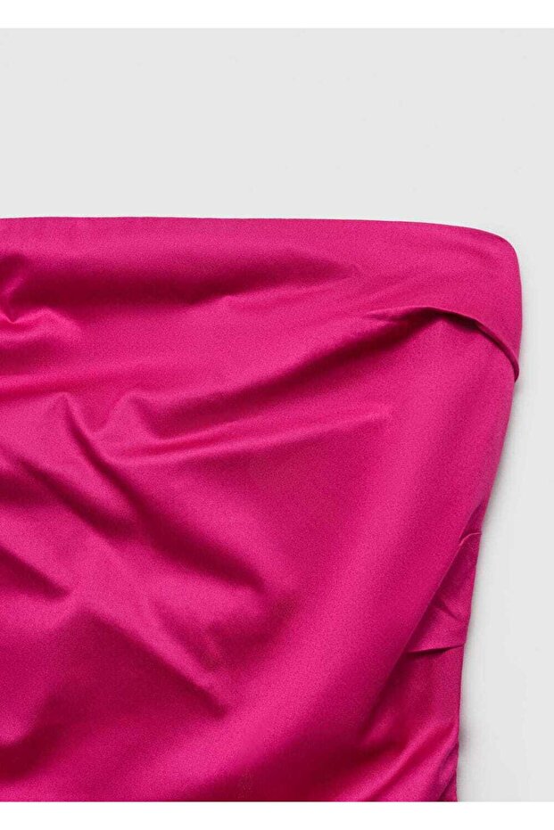 Drape Straplez Elbise - 8