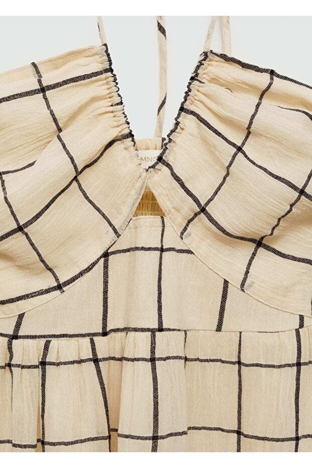 Askılı desenli elbise - 7