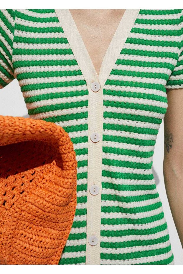 Düğmeli Tığ Işi Elbise - 6