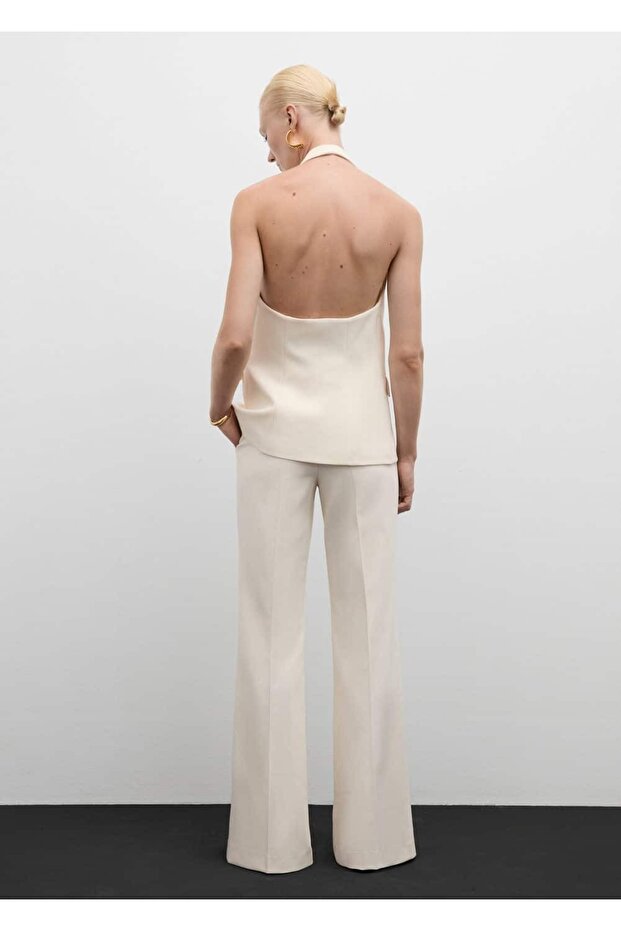 Mücevher Düğmeli Halter Yaka Yelek - 4