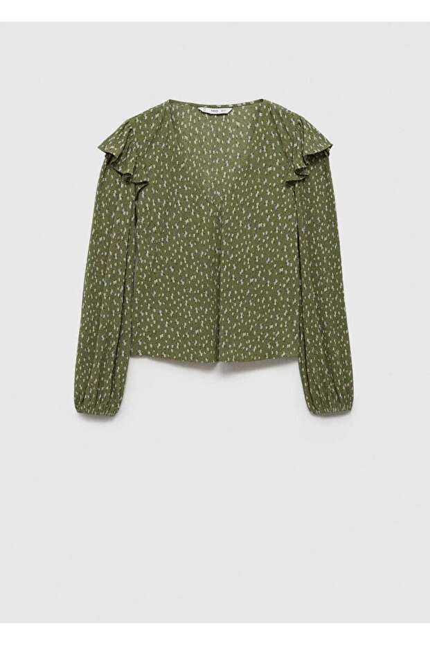 Volanlı desenli bluz - 3