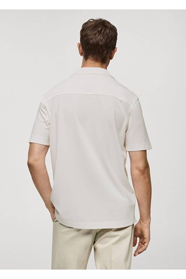 Bowling Yakalı Pamuklu Gömlek - 4