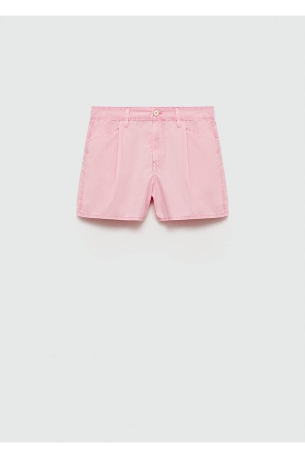 Düz kesim denim şort - 3