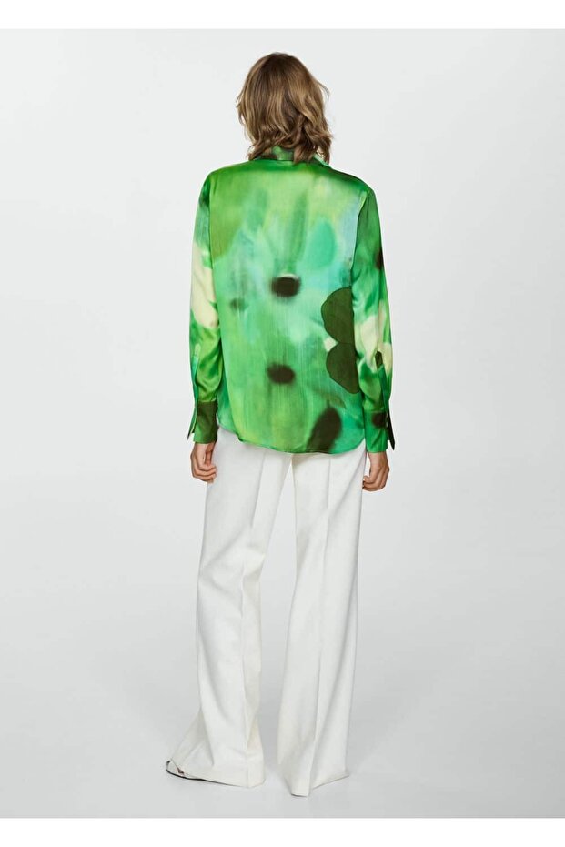 Desenli saten gömlek - 4