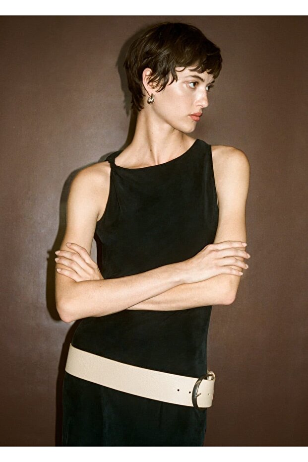 Yandan Yırtmaçlı Cupro Elbise - 6