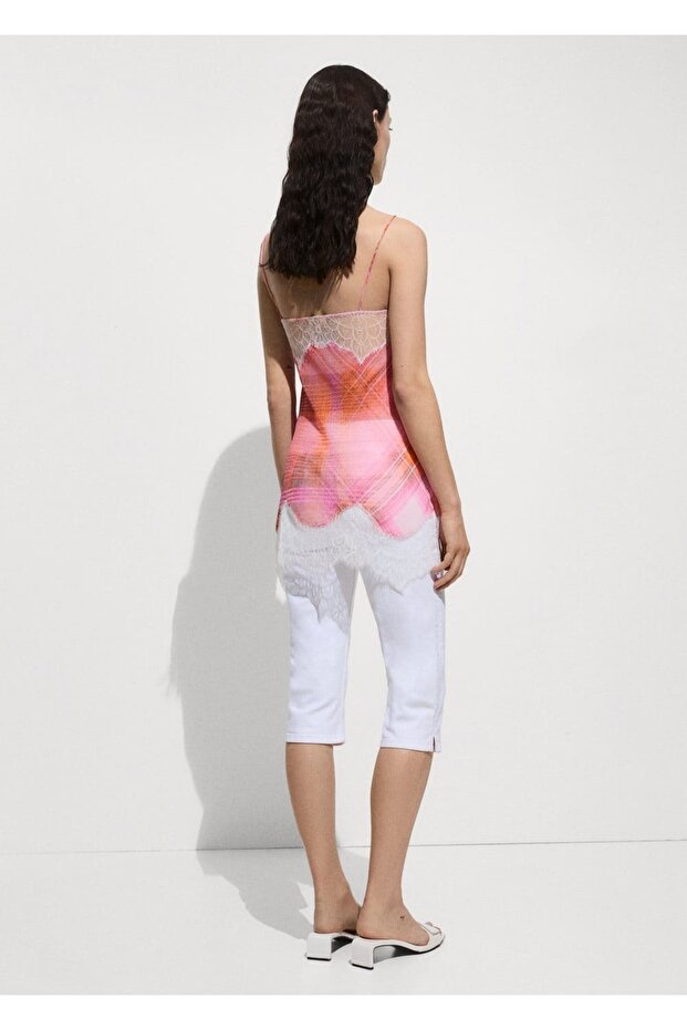 Desenli dantel bluz - 4