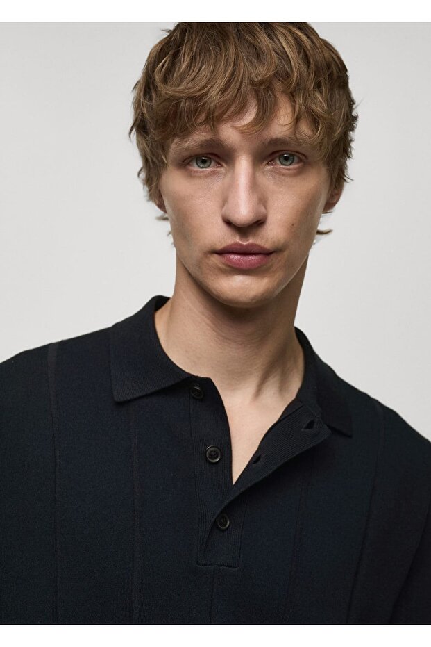 İnce Çizgi Dokumalı Polo - 6