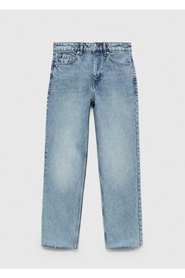 Weiße, gerade geschnittene Crop-Jeans - 3
