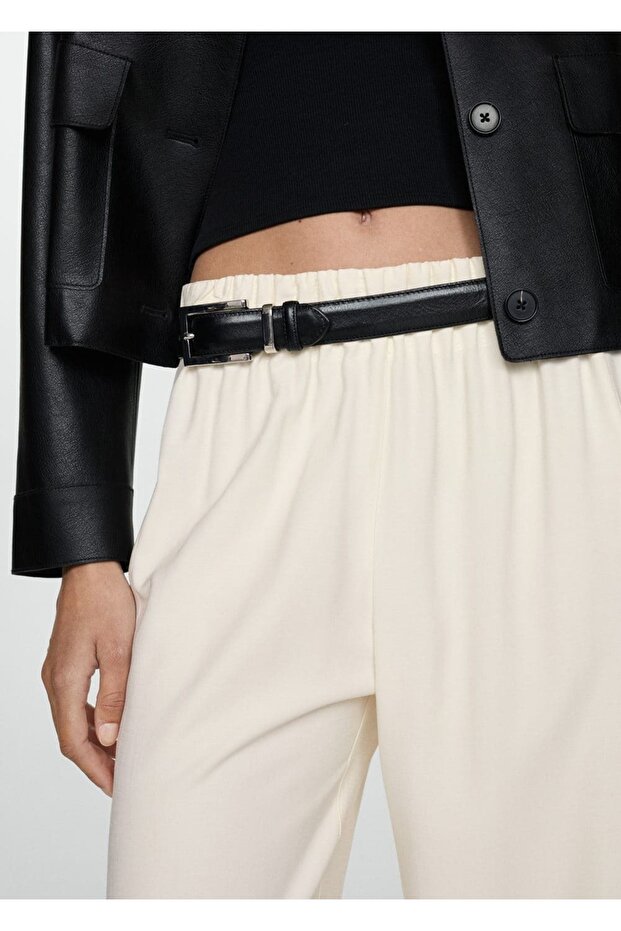 Elastik belli wideleg pantolon - 7
