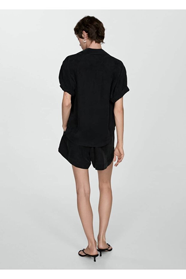 Kısa Kollu Cupro Gömlek - 4