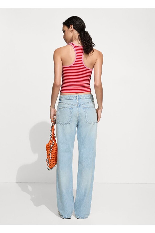 Çizgili triko bluz - 4