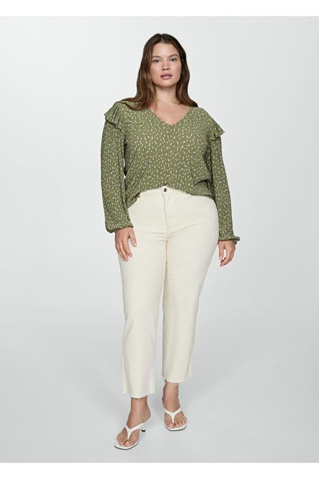 Volanlı desenli bluz - 8