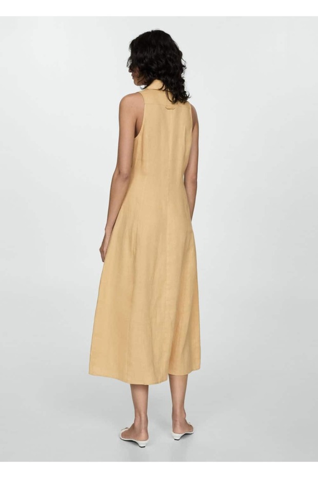 Keten gömlek elbise - 4