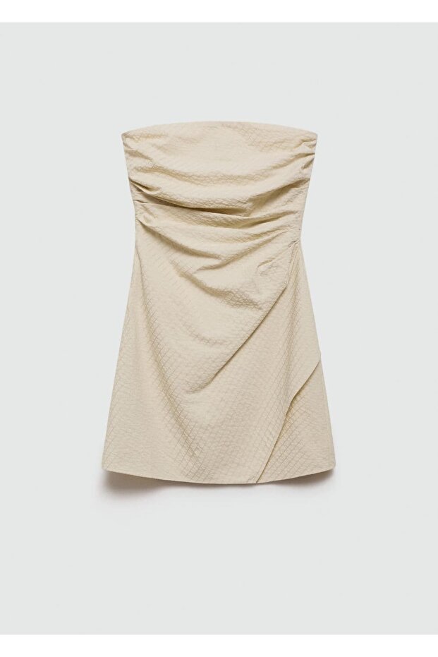 Drape çizgili elbise - 2