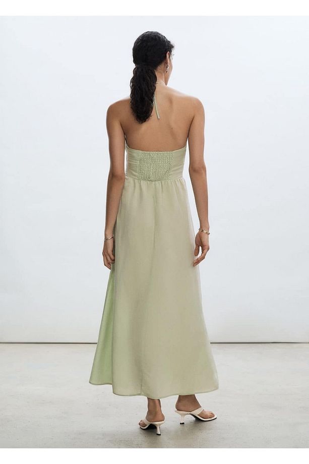 Halter yakalı uzun elbise - 4