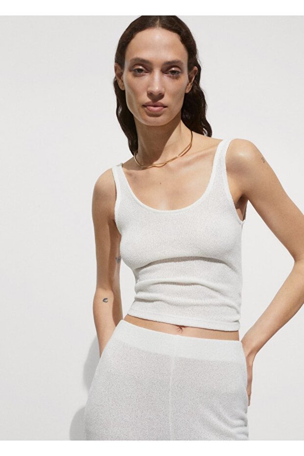 Askılı triko bluz - 1