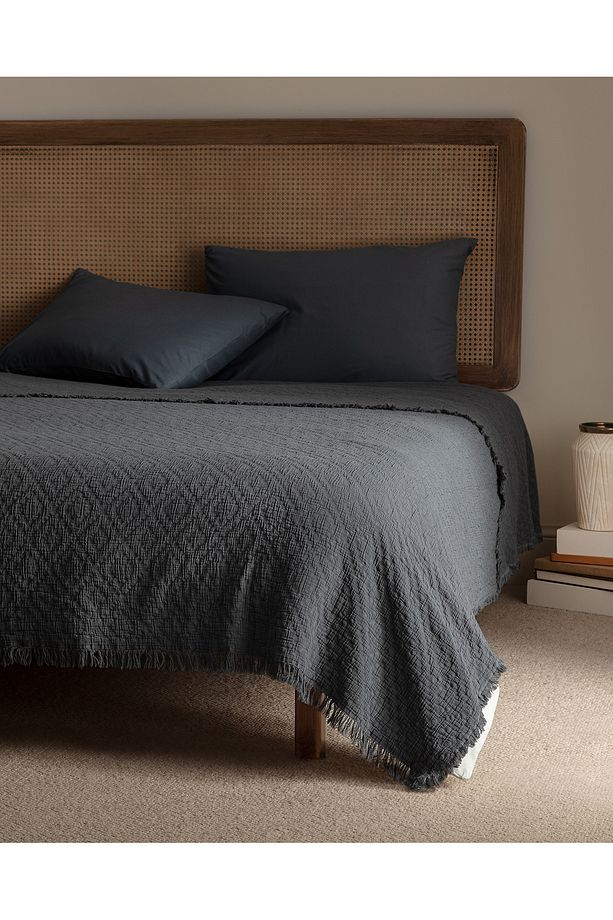 Vue King Size %100 Pamuk Yatak Örtüsü - Lüks Koleksiyon - Koyu Gri - 1