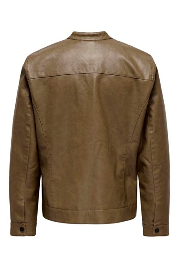 Onsmike Pu Racer Men's Leather Coat and Jacket - Otw Vd Noos 22012339   Demitasse - 2