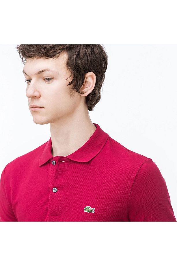 L.12.12 Erkek Slim Fit Uzun Kollu Bordo Polo - 4