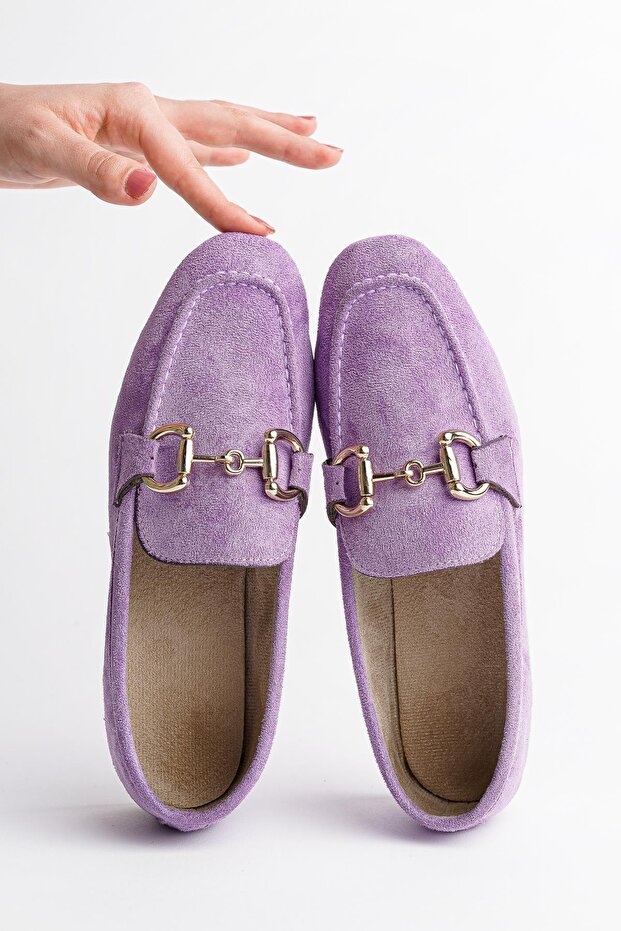 Mona Guaranteed Metal Buckle Leather Women's Loafer Casual Shoes - 3