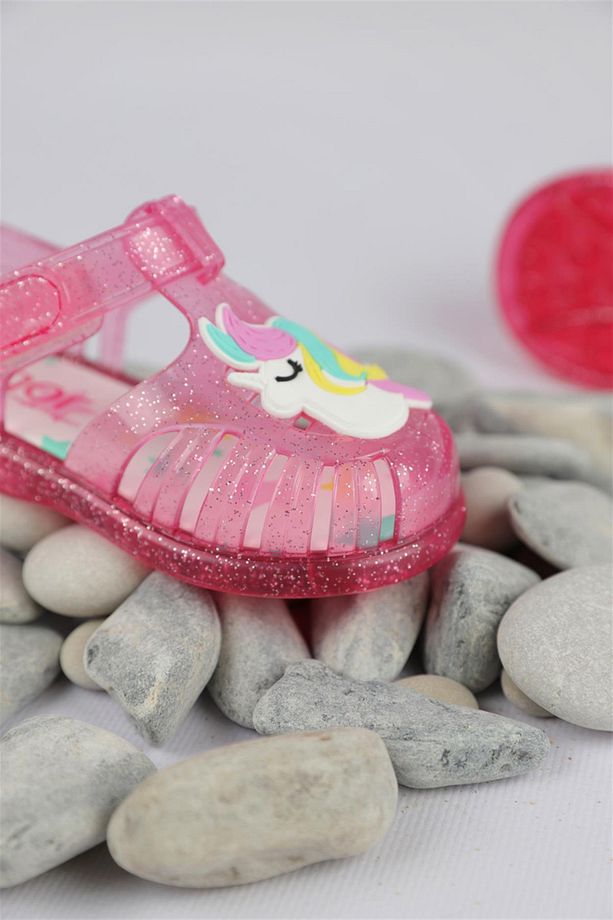 19 - 25 Numara Kız Çocuk Fuşya Tobby Gloss Unicorn Sandalet - 6