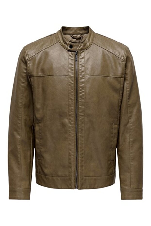 Onsmike Pu Racer Men's Leather Coat and Jacket - Otw Vd Noos 22012339   Demitasse - 1