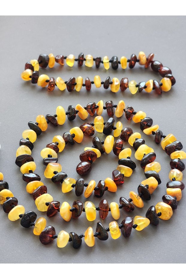 Relaxing Double Color Adult Amber Necklace Bracelet Set
