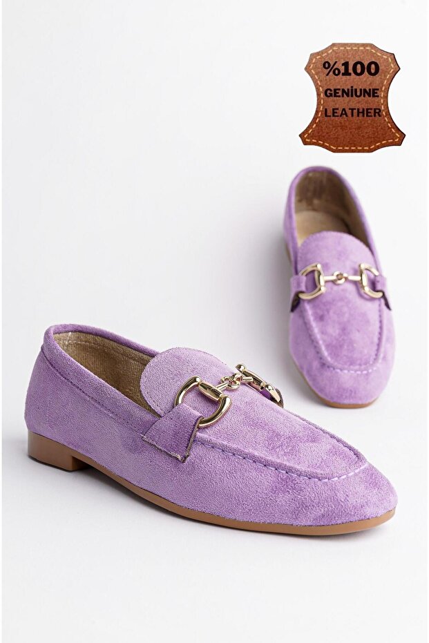 Mona Guaranteed Metal Buckle Leather Women's Loafer Casual Shoes - 1