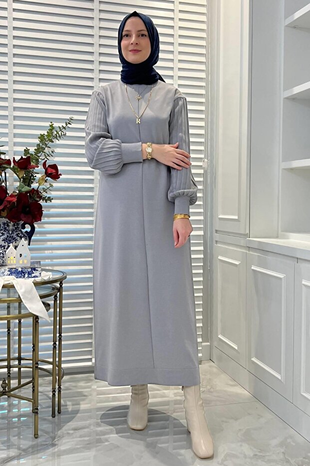 Ecem Gri Triko Elbise - 3