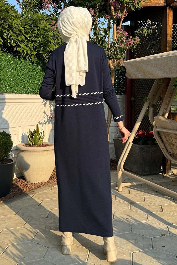 Samanyolu Lacivert Triko Elbise - 8