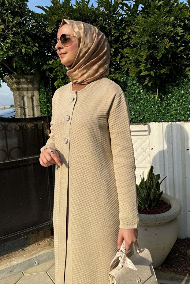 Sinem Çelik Örme Triko Hırka Taş - 7