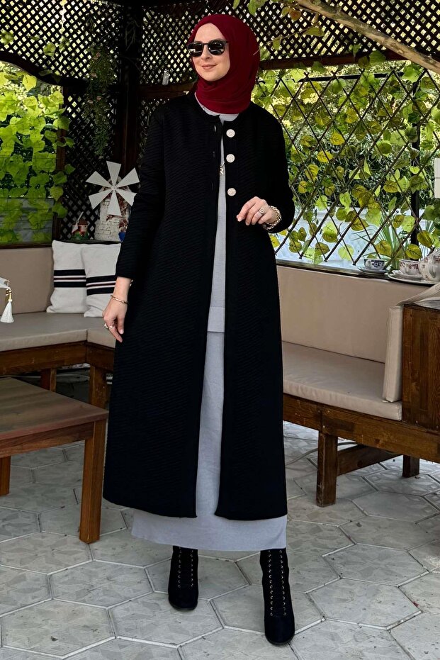 Sinem Çelik Örme Triko Hırka Siyah - 1