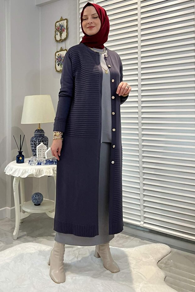 Manolya Antrasit Triko Hırka - 4