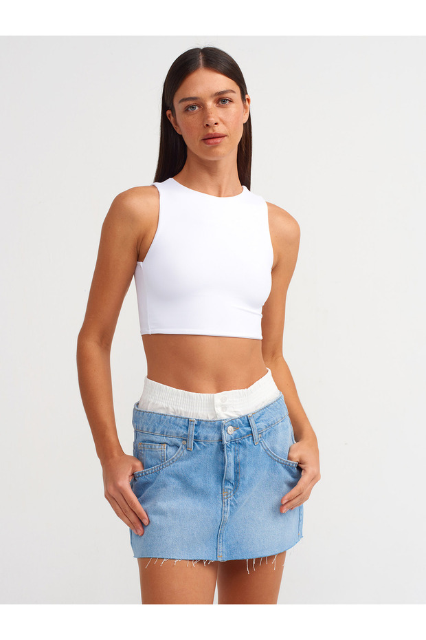 80566 Denim Mini Skirt-Blue