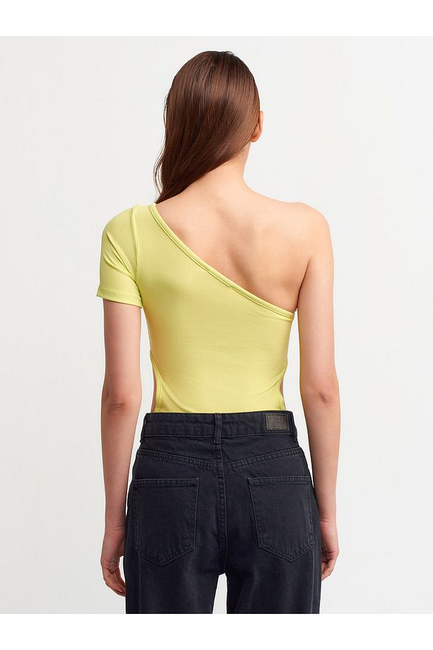 3749 Tek Kollu Bodysuıt-lime - 4