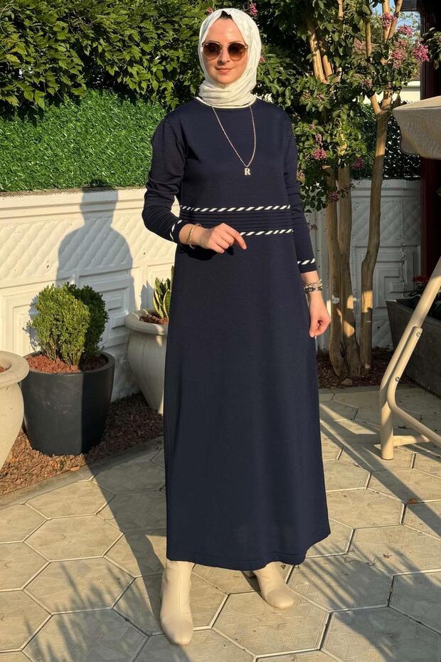Samanyolu Lacivert Triko Elbise - 7