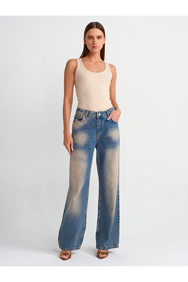 71474 Tint Wash Baggy Denim Pants-Tint
